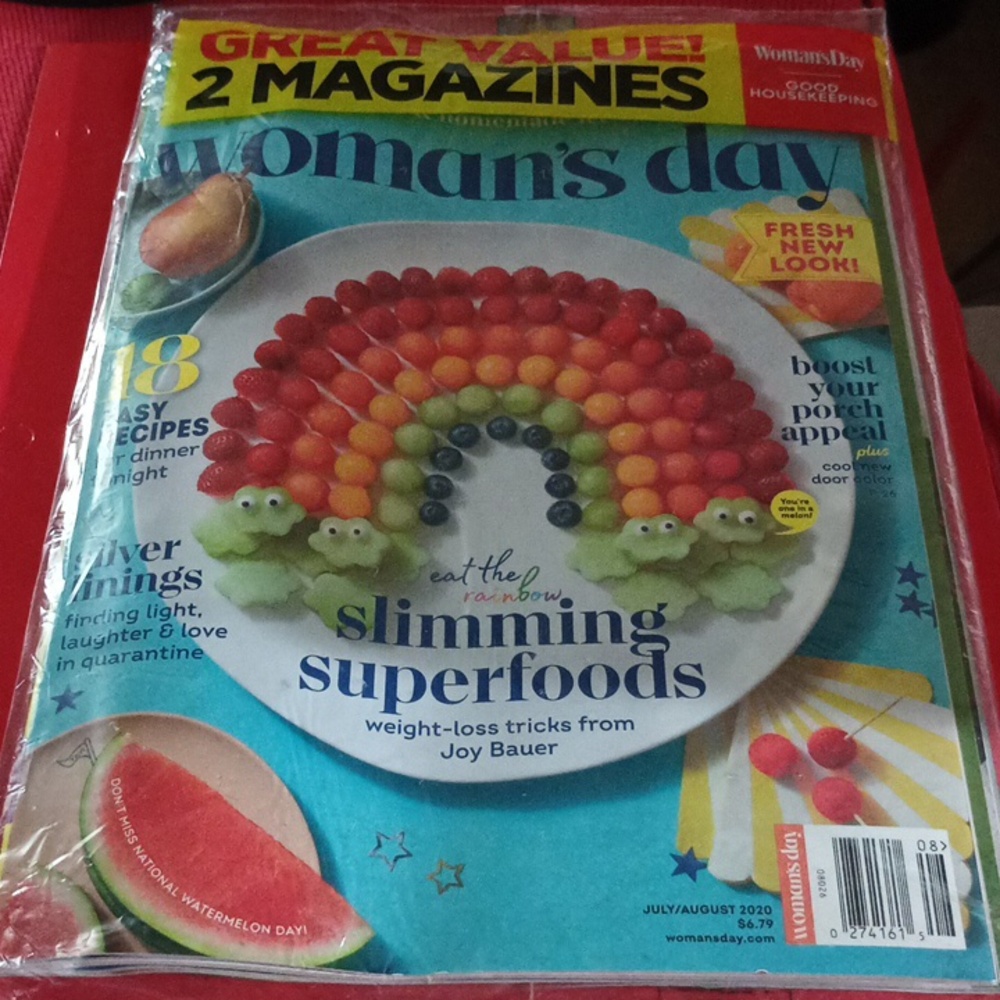 New In Plastic; Woman's Day/Good Housekeeping (2 magazine set) July/August 2020